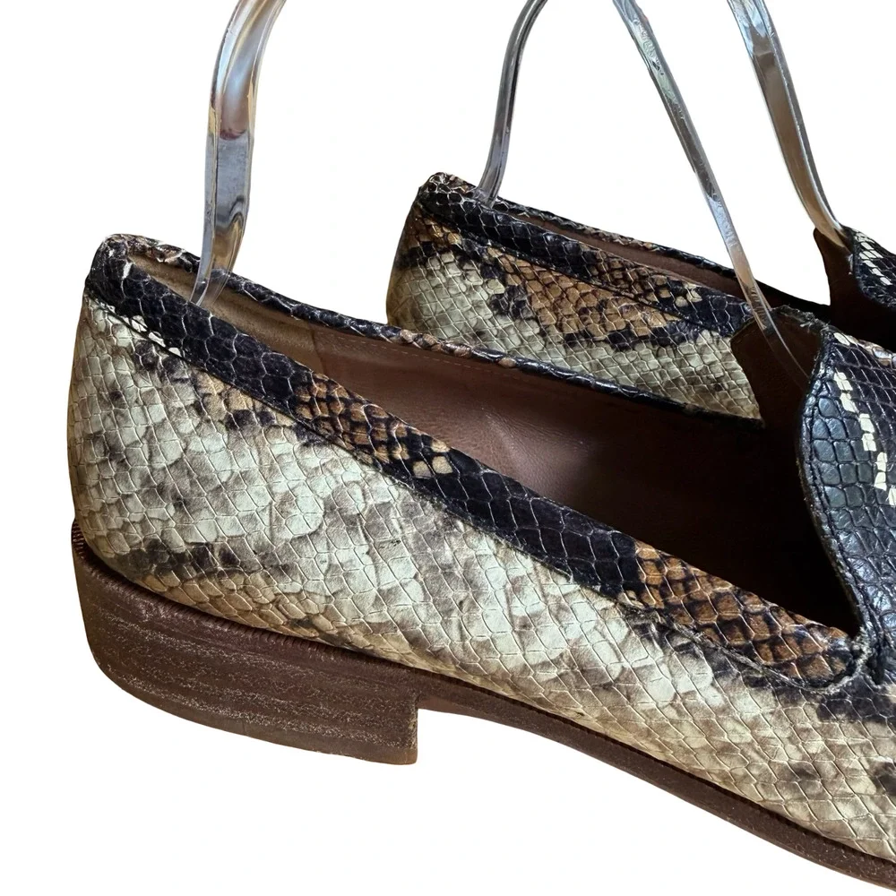 Madewell Leather Frances Snake Embossed Loafers Flats Slip On Shoes Brown 9.5